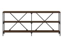Mesa consola de roble marrón 180x30x75 madera de ingeniería y hierro