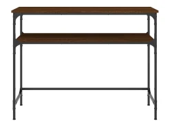 Mesa consola de roble marrón 100x35,5x75 cm madera de ingeniería