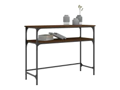 Mesa consola de roble marrón 100x35,5x75 cm madera de ingeniería