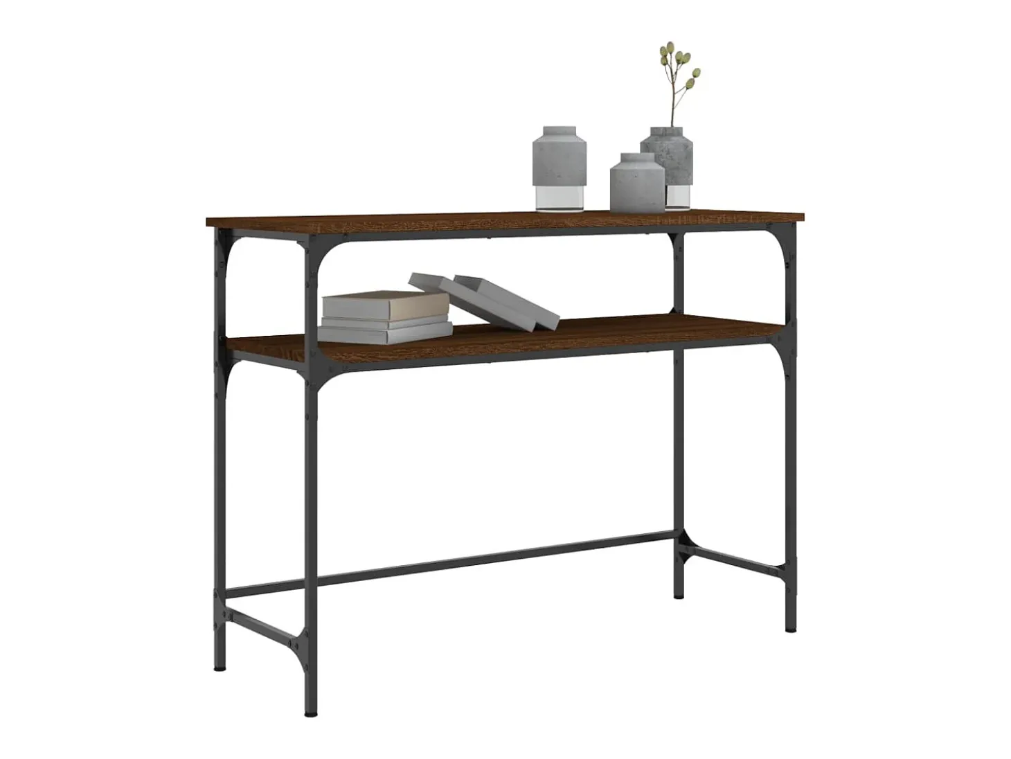 Mesa consola de roble marrón 100x35,5x75 cm madera de ingeniería