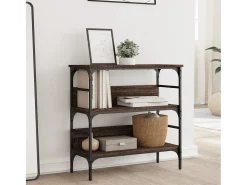 Mesa consola de roble marrón 75x32x75 cm madera de ingeniería