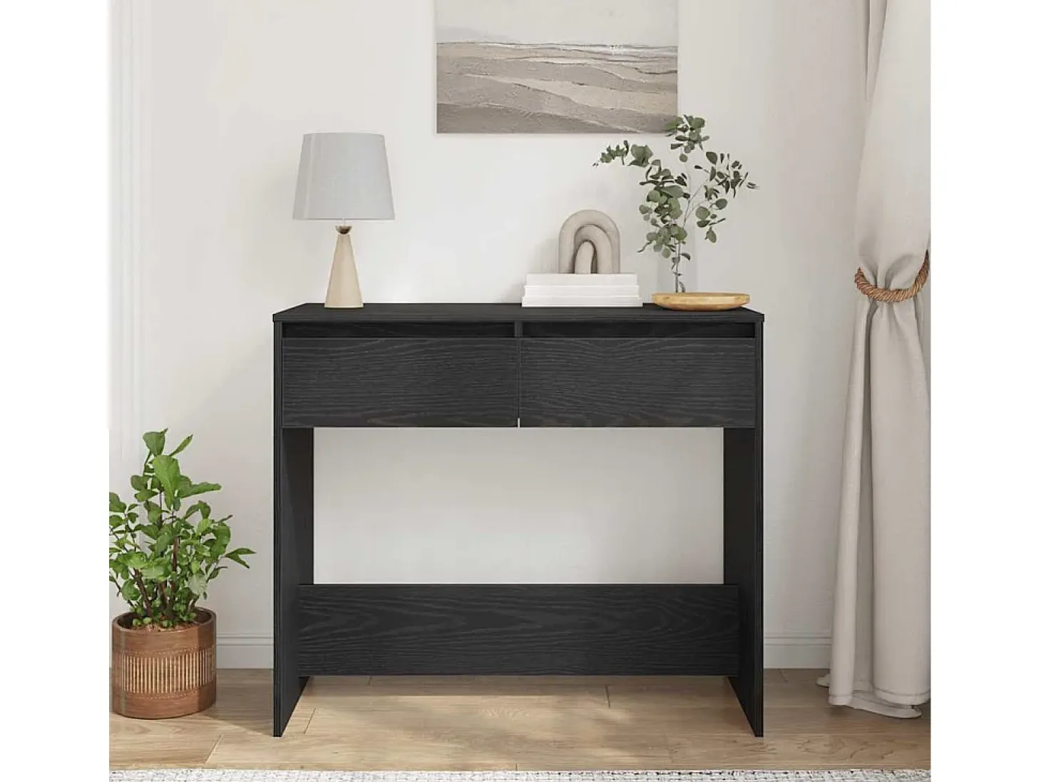 Mesa consola de roble negro 89x41x76,5 cm madera de ingeniería
