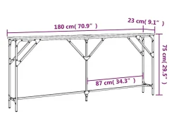 Mesa consola de roble Sonoma 180x23x75 cm madera de ingeniería