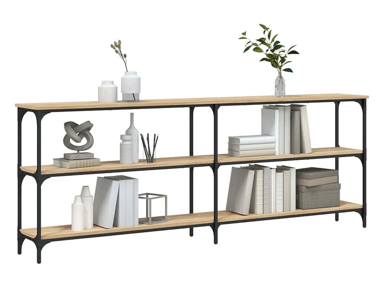 Mesa consola de roble Sonoma 200x29x75 cm madera de ingeniería