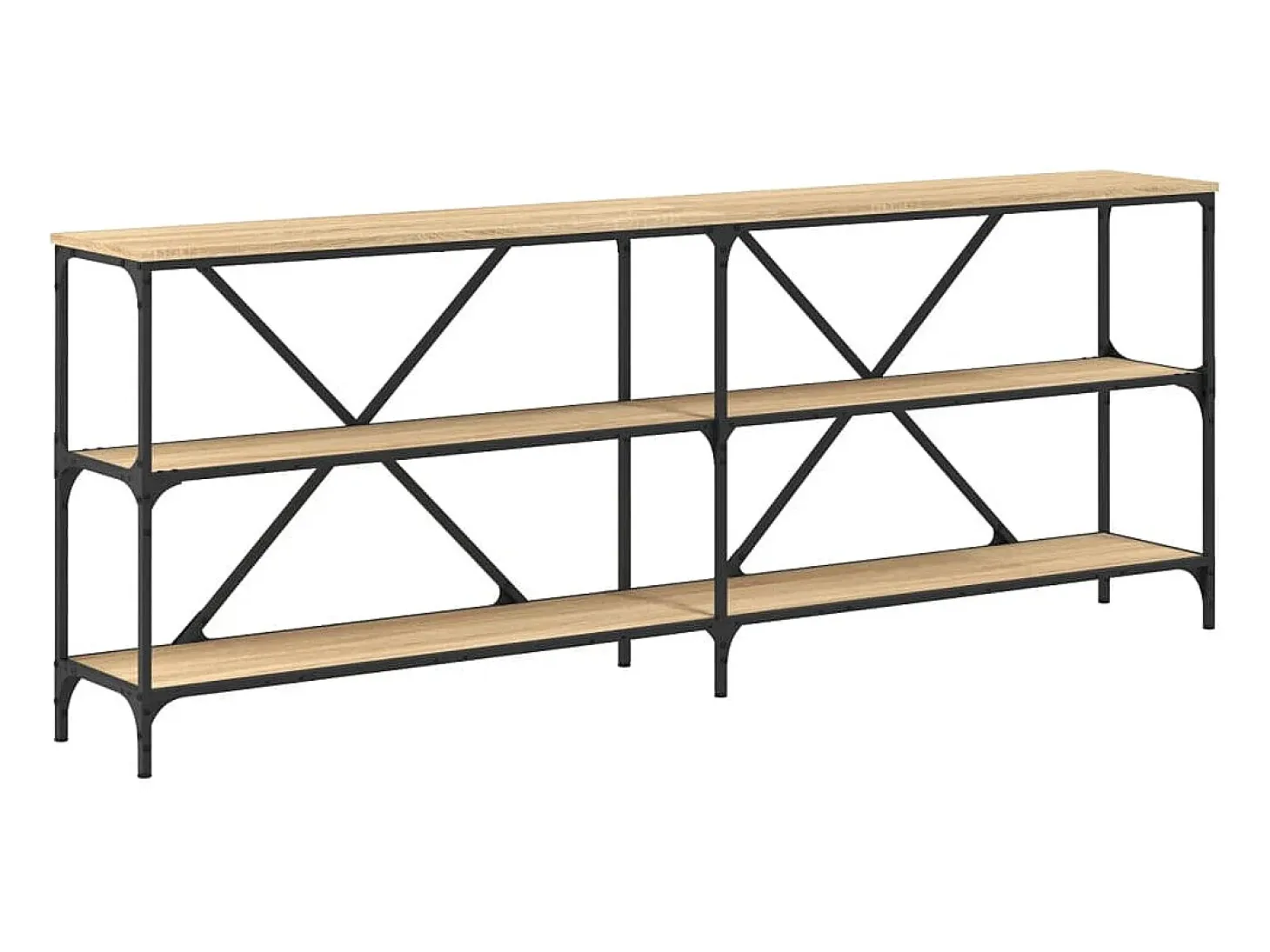 Mesa consola de roble Sonoma 200x30x75cm madera de ingeniería y hierro
