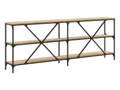Mesa consola de roble Sonoma 200x30x75cm madera de ingeniería y hierro