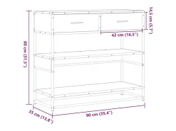 Mesa consola de roble Sonoma 90x35x80 cm madera de ingeniería
