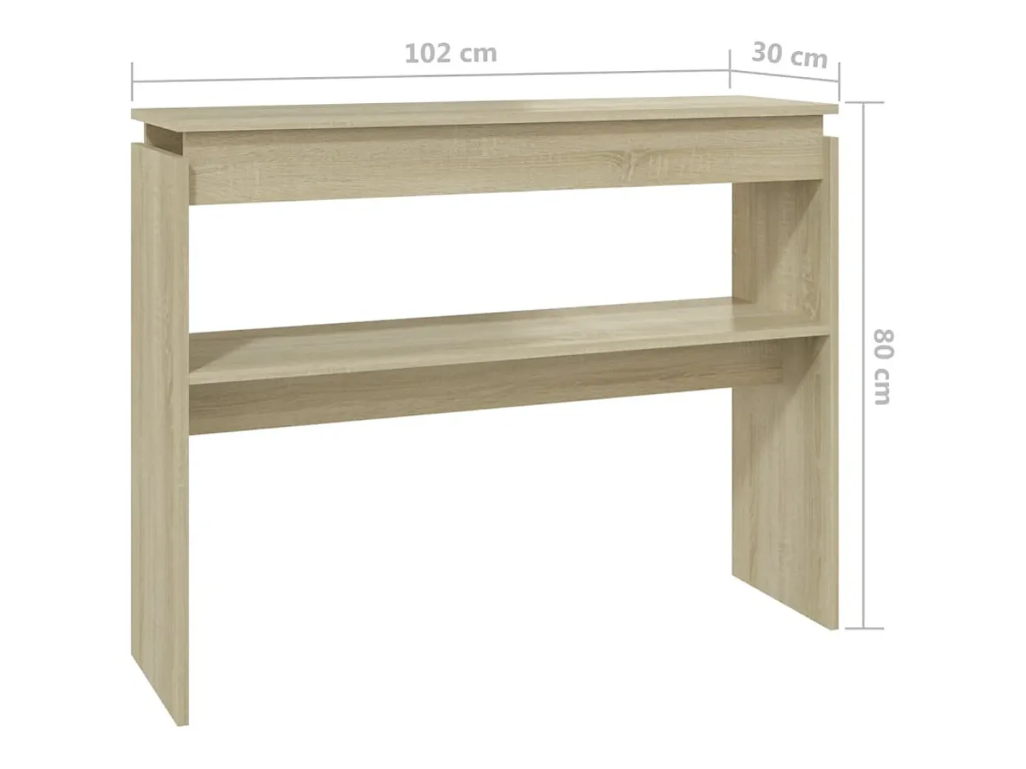 Mesa consola de roble Sonoma 102x30x80 cm madera de ingeniería