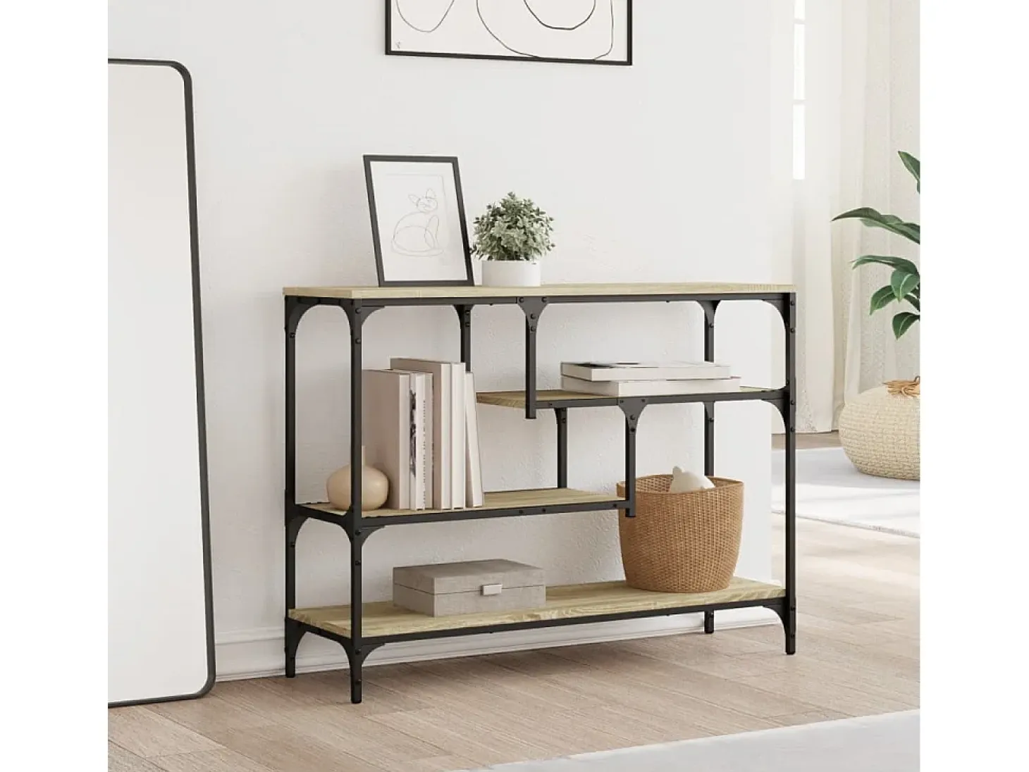 Mesa consola de roble Sonoma 100x30x75 cm madera de ingeniería