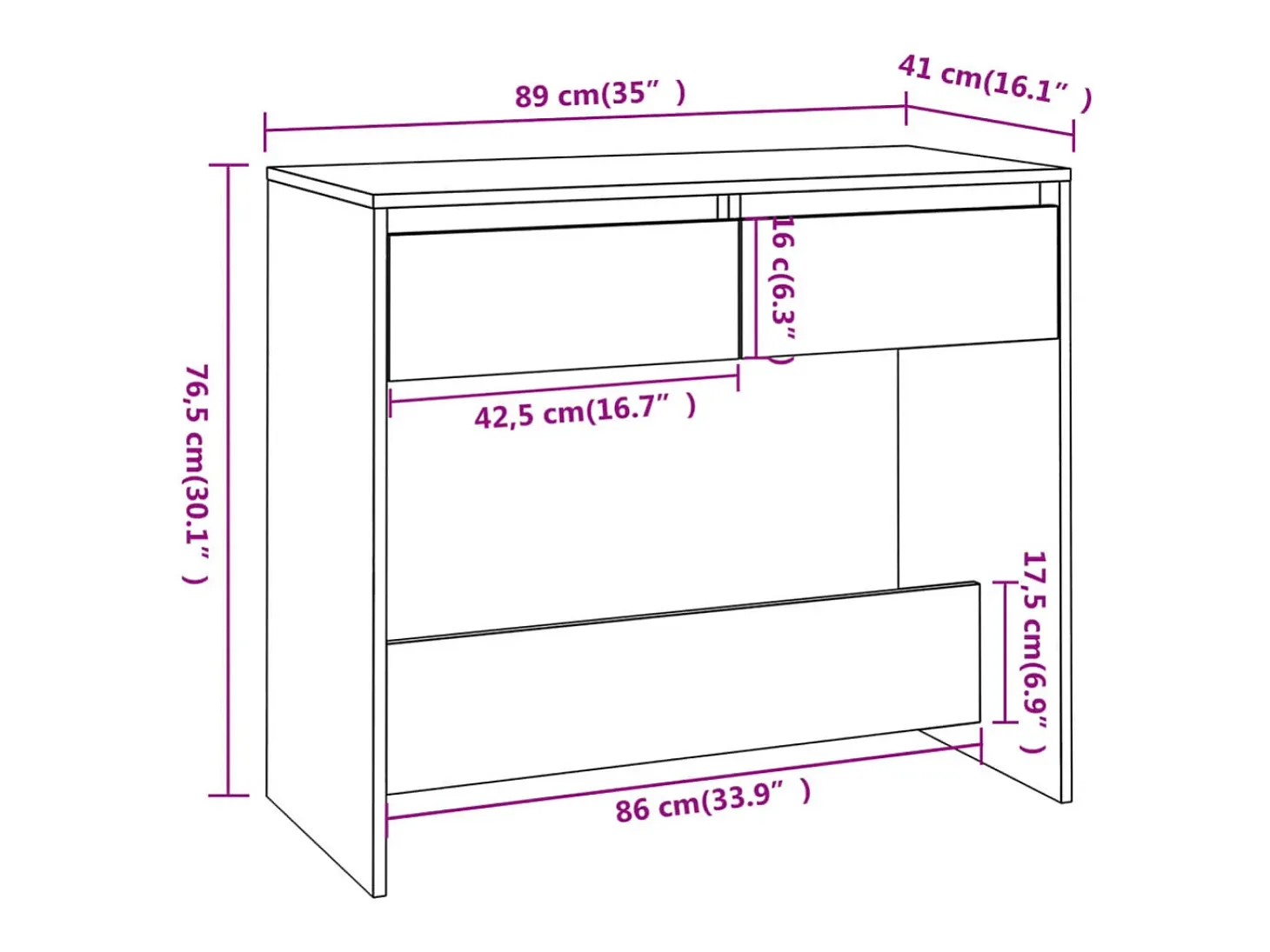 Mesa consola de roble Sonoma 89x41x76,5 cm madera de ingeniería