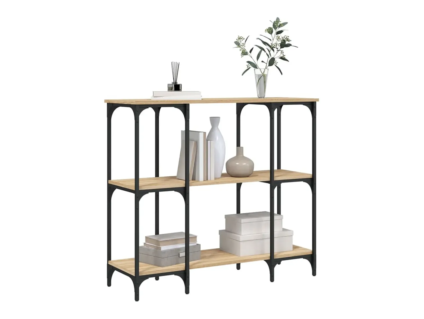 Mesa consola de roble Sonoma 102x35x90 cm madera de ingeniería