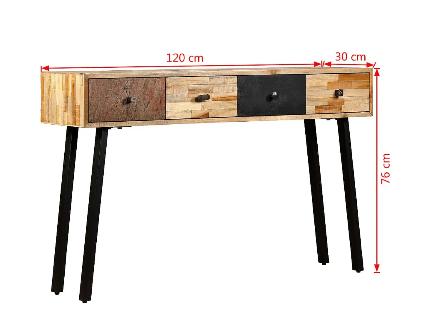 Mesa consola de teca maciza reciclada 120x30x76 cm