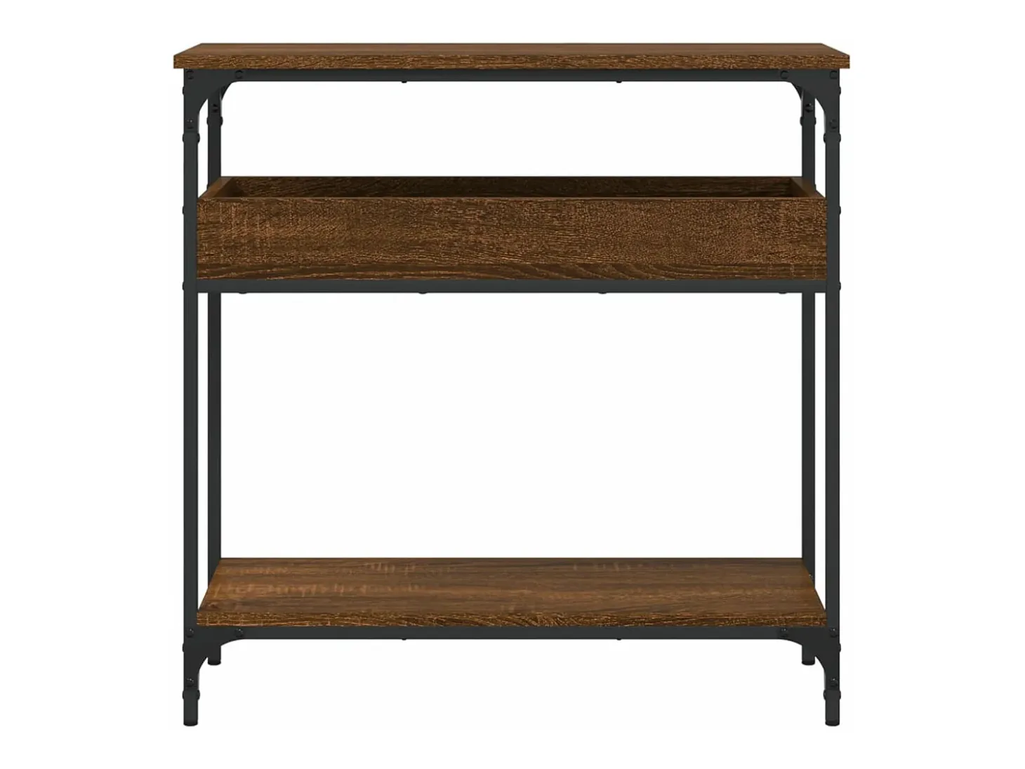 Mesa consola estante madera ingeniería marrón roble 75x29x75 cm