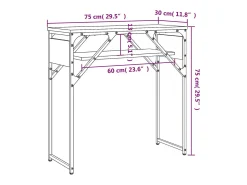 Mesa consola estante madera ingeniería roble Sonoma 75x30x75 cm