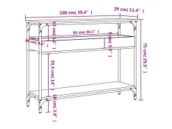 Mesa consola estante madera ingeniería roble Sonoma 100x29x75cm