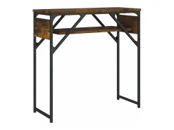 Mesa consola estante madera ingeniería roble humo 75x30x75 cm ES516636