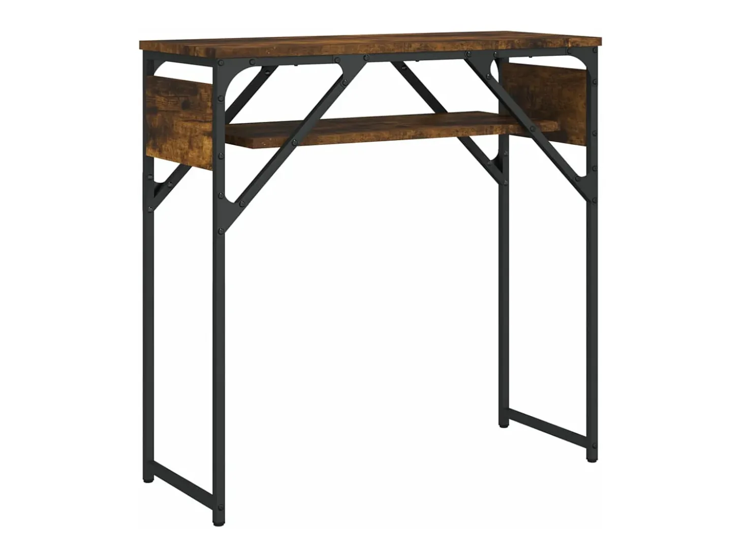 Mesa consola estante madera ingeniería roble humo 75x30x75 cm