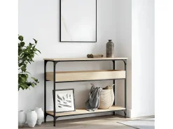 Mesa consola estante madera ingeniería roble Sonoma 100x29x75cm ES549303