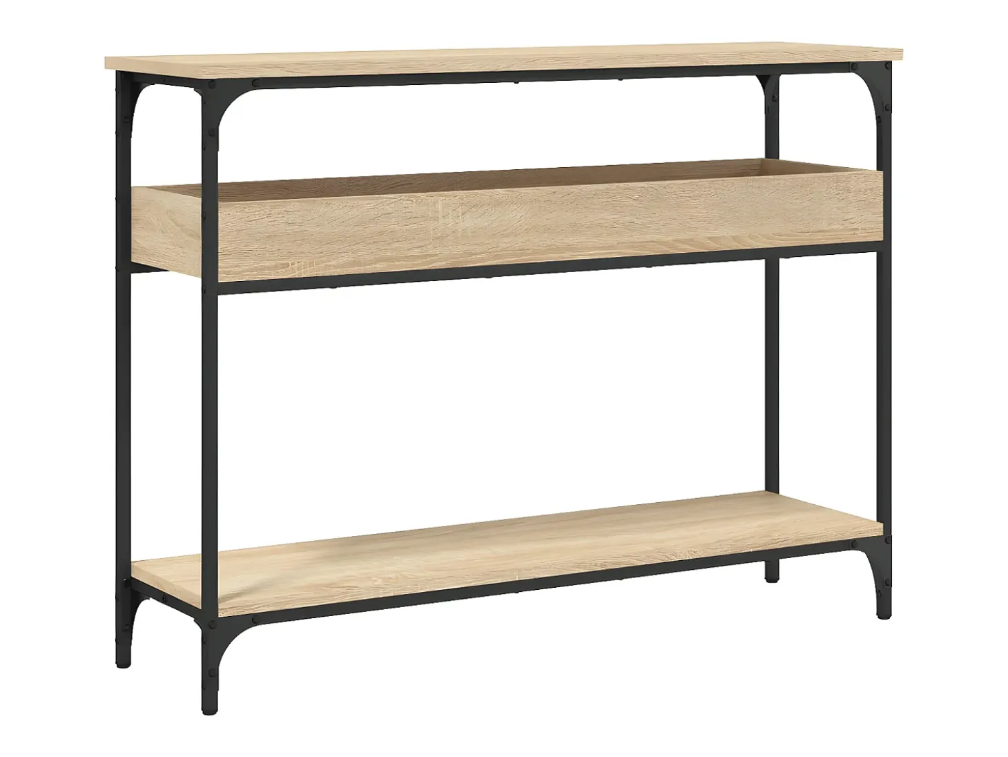 Mesa consola estante madera ingeniería roble Sonoma 100x29x75cm ES549303