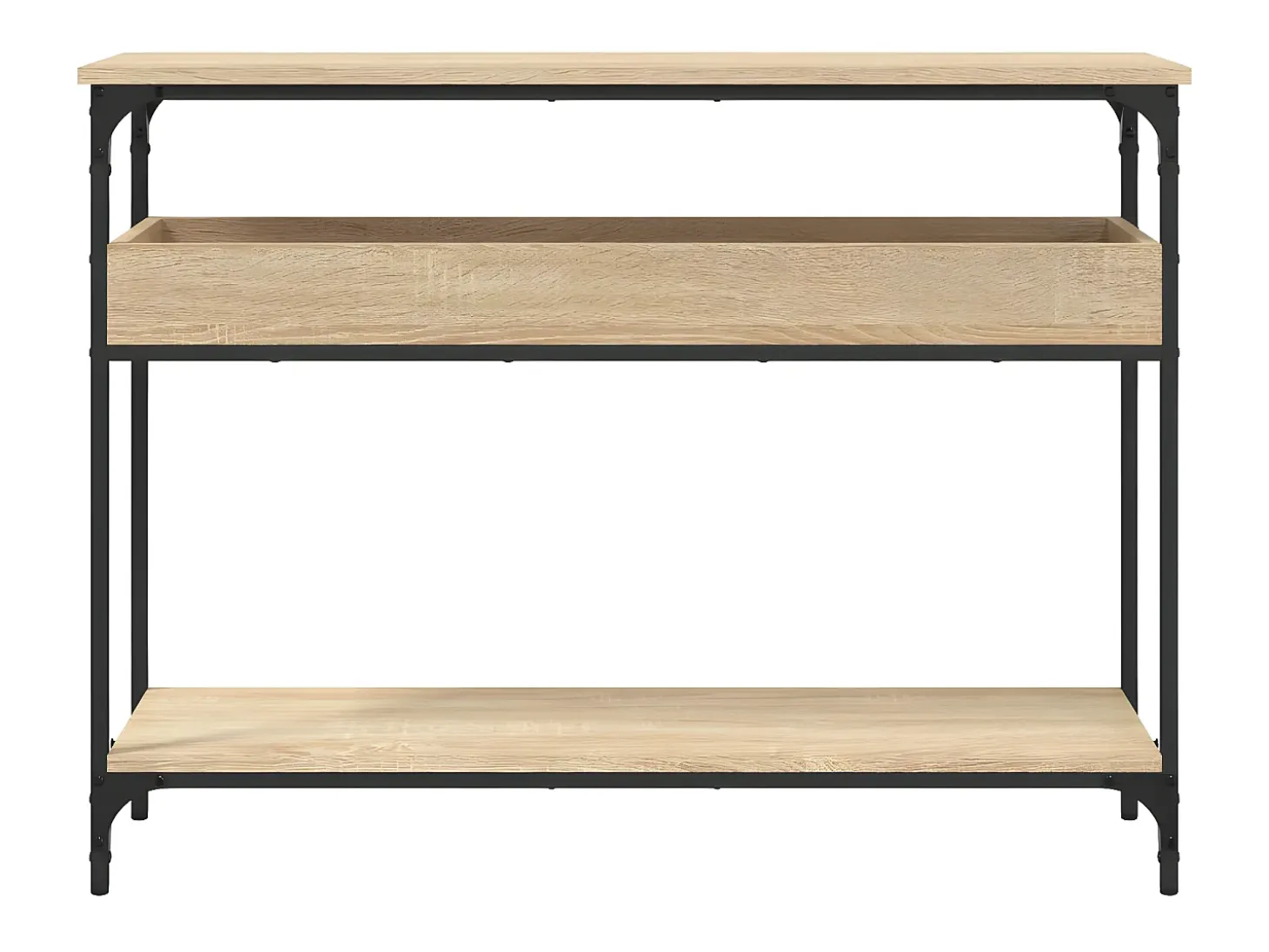 Mesa consola estante madera ingeniería roble Sonoma 100x29x75cm ES549303