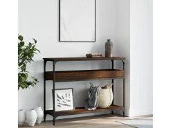 Mesa consola estante madera ingeniería marrón roble 100x29x75cm