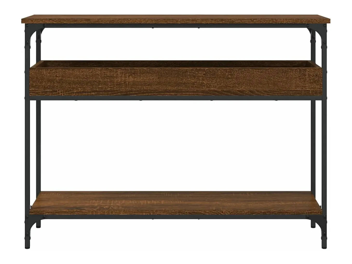 Mesa consola estante madera ingeniería marrón roble 100x29x75cm