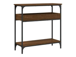 Mesa consola estante madera ingeniería marrón roble 75x29x75 cm