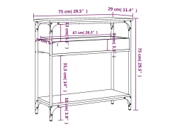 Mesa consola estante madera ingeniería marrón roble 75x29x75 cm