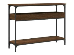 Mesa consola estante madera ingeniería marrón roble 100x29x75cm ES102341