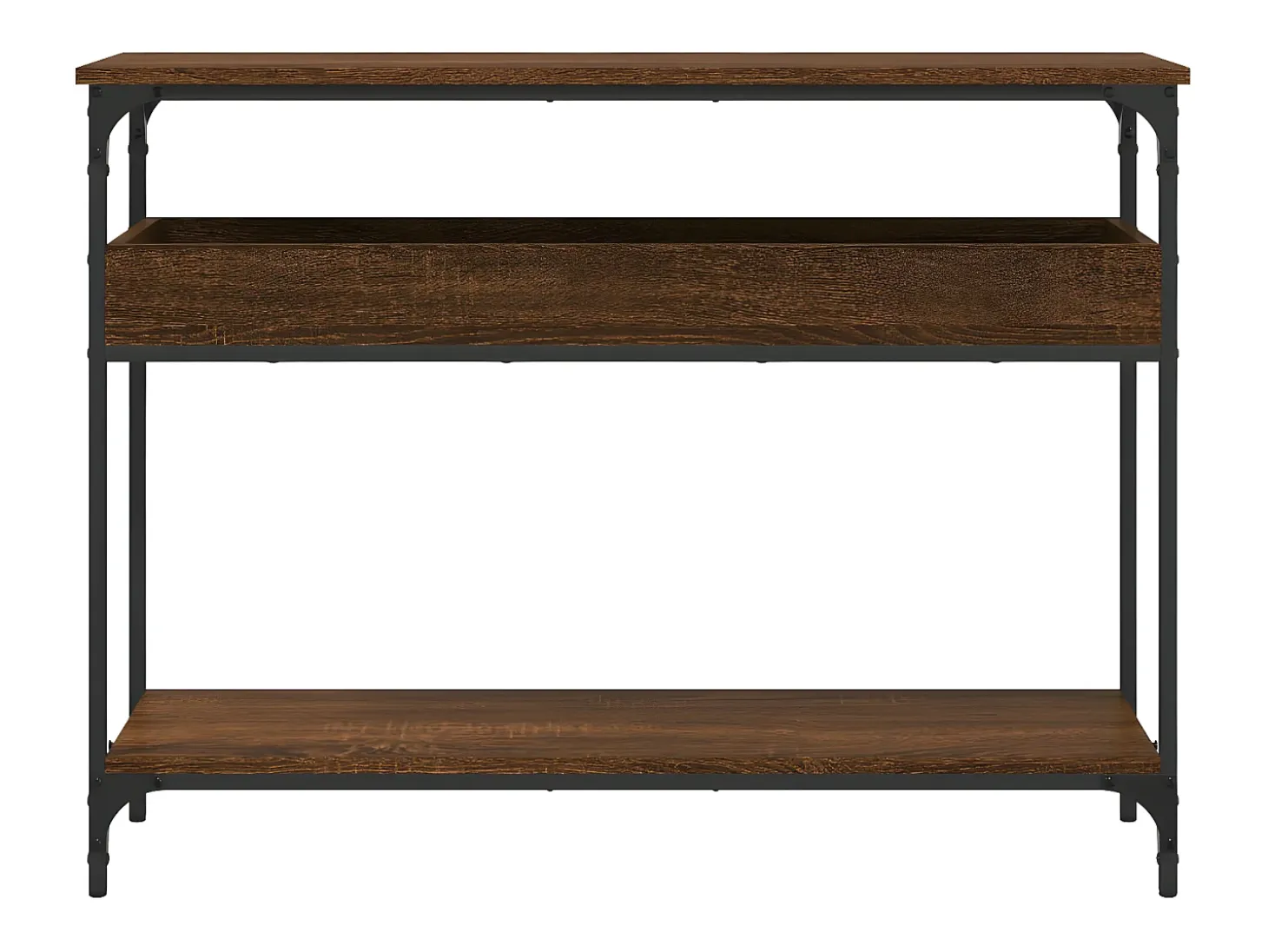 Mesa consola estante madera ingeniería marrón roble 100x29x75cm ES102341