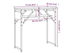 Mesa consola estante madera ingeniería Sonoma gris 75x30x75 cm
