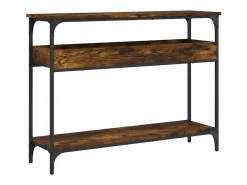 Mesa consola estante madera ingeniería roble humo 100x29x75 cm