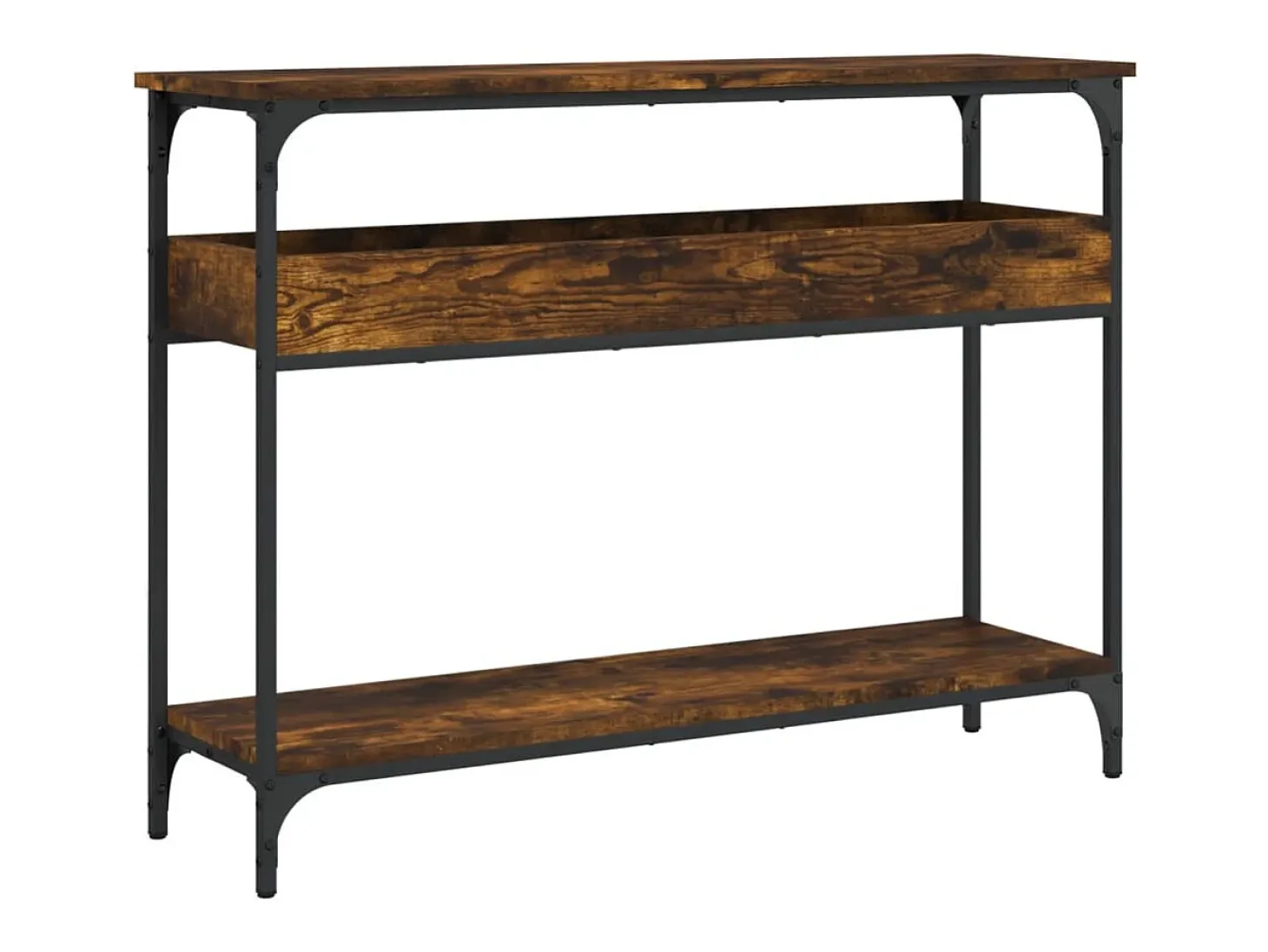 Mesa consola estante madera ingeniería roble humo 100x29x75 cm