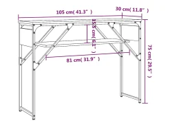 Mesa consola estante madera ingeniería roble humo 105x30x75 cm