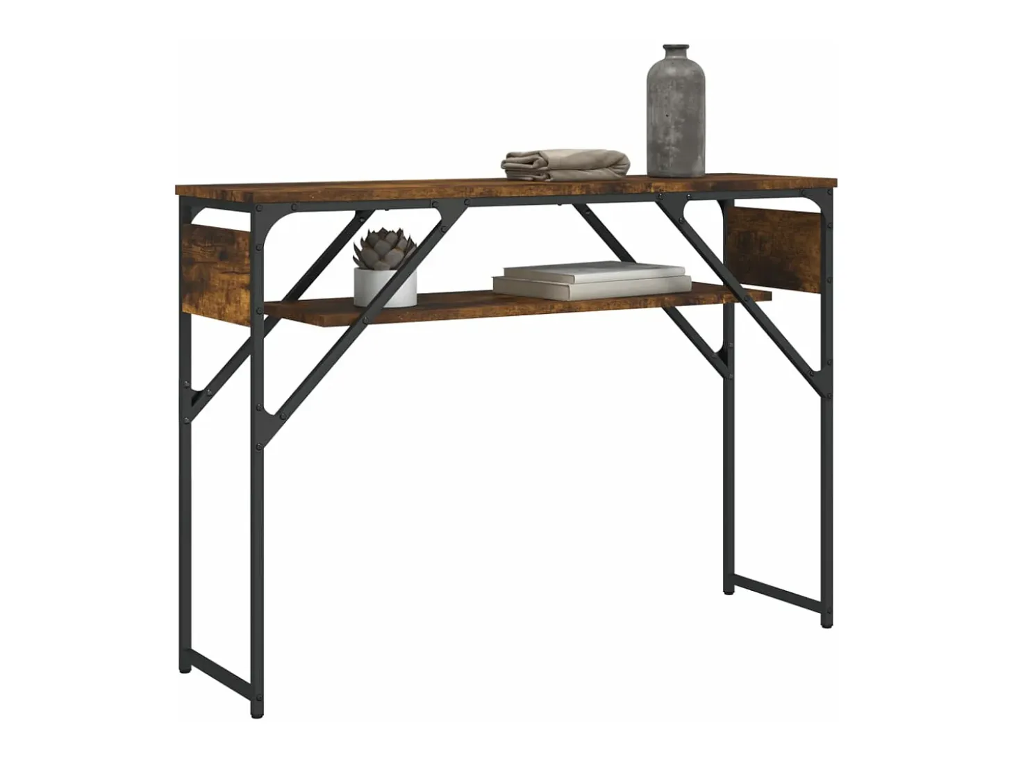 Mesa consola estante madera ingeniería roble humo 105x30x75 cm
