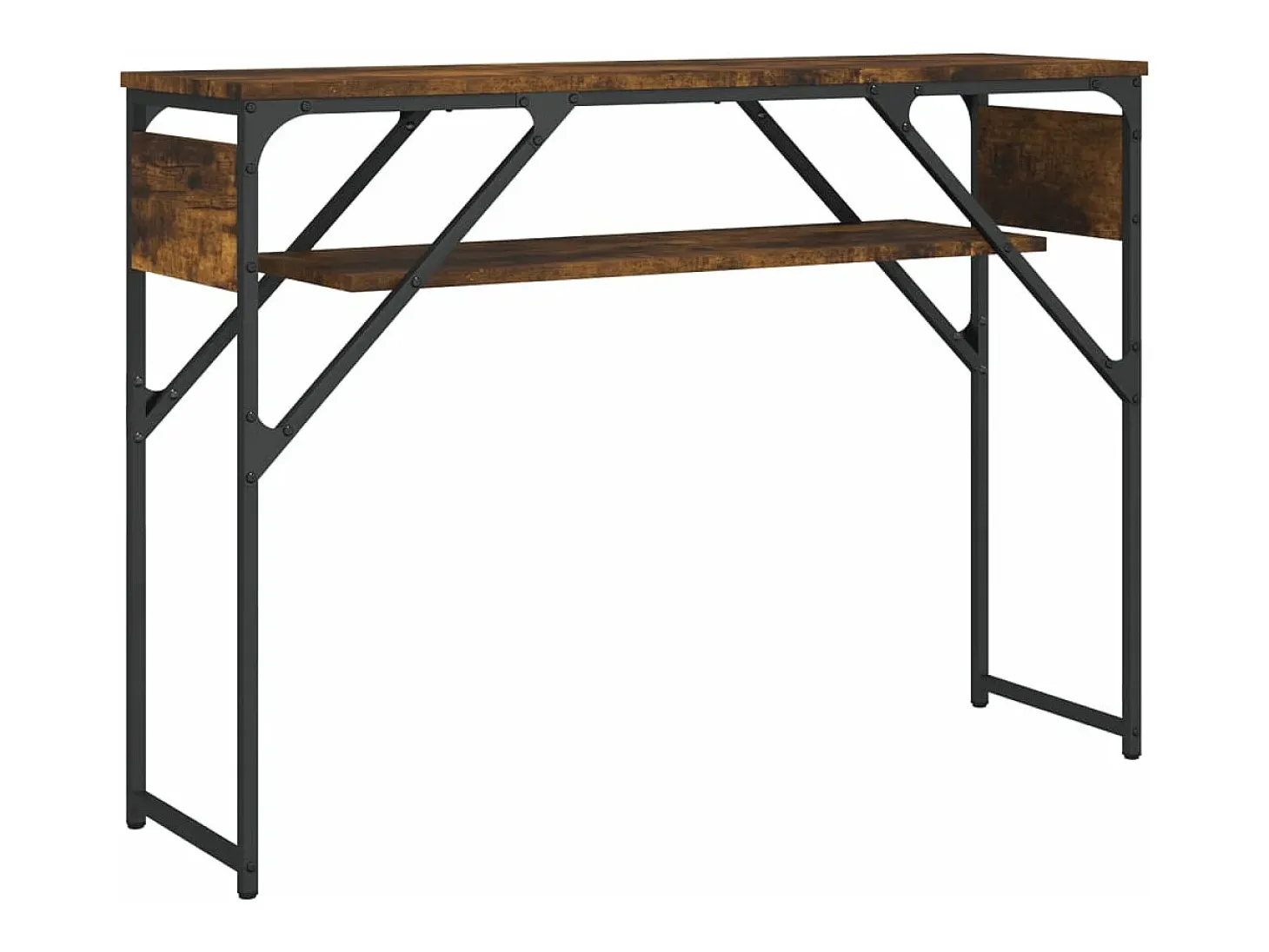 Mesa consola estante madera ingeniería roble humo 105x30x75 cm