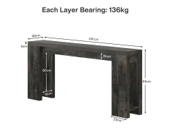 Mesa consola extra larga de 160 cm, mesa de sofá rústica detrás del sofá negra