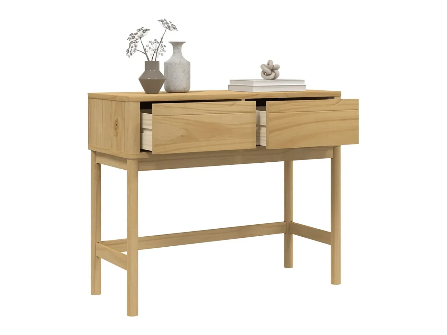 Mesa consola FLORO madera maciza de pino marrón 89,5x36,5x73 cm