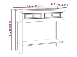 Mesa consola gama Corona Pino mexicano blanco 90x34,5x73 cm
