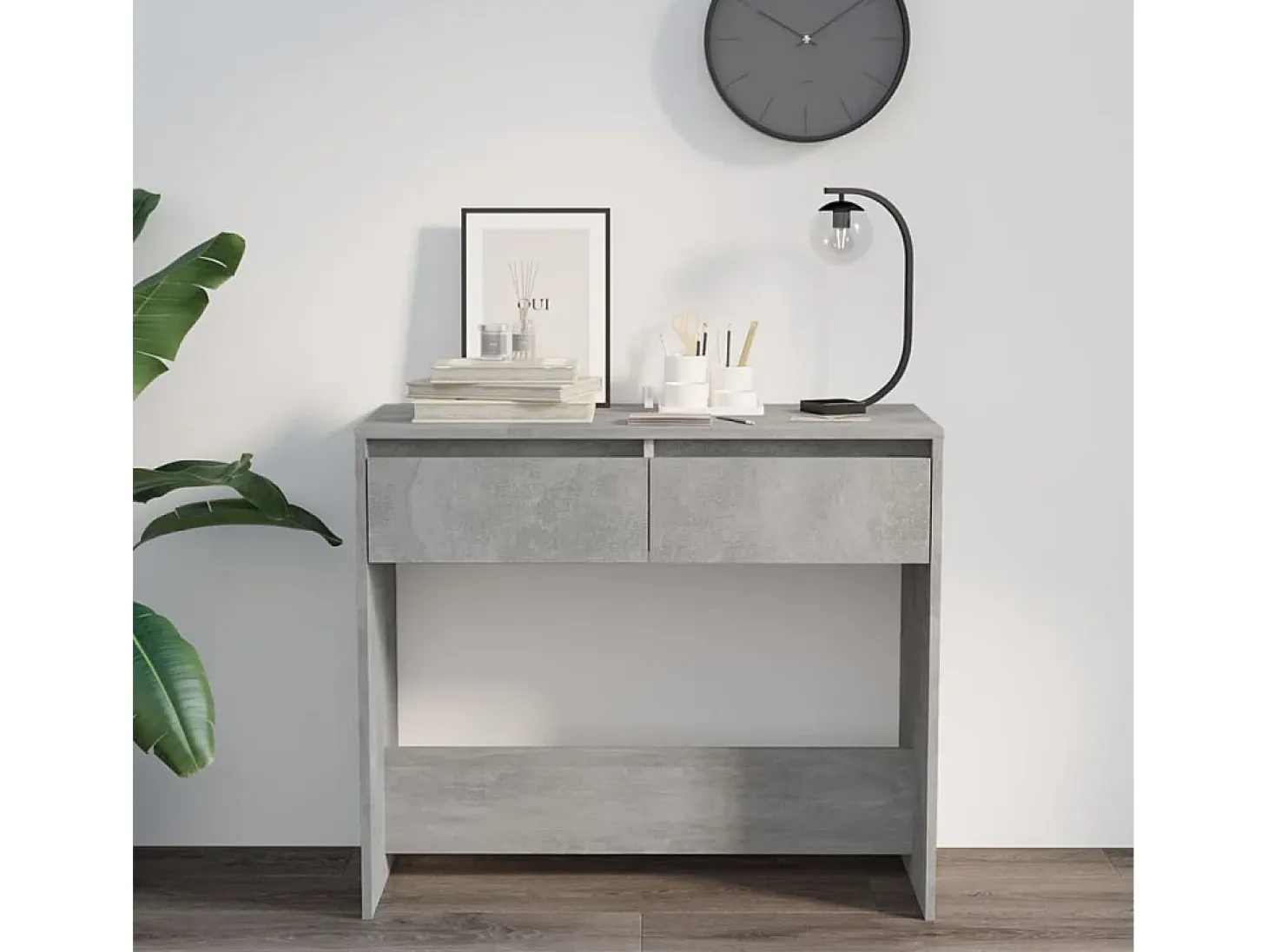 Mesa consola gris hormigón 89x41x76,5 cm madera de ingeniería
