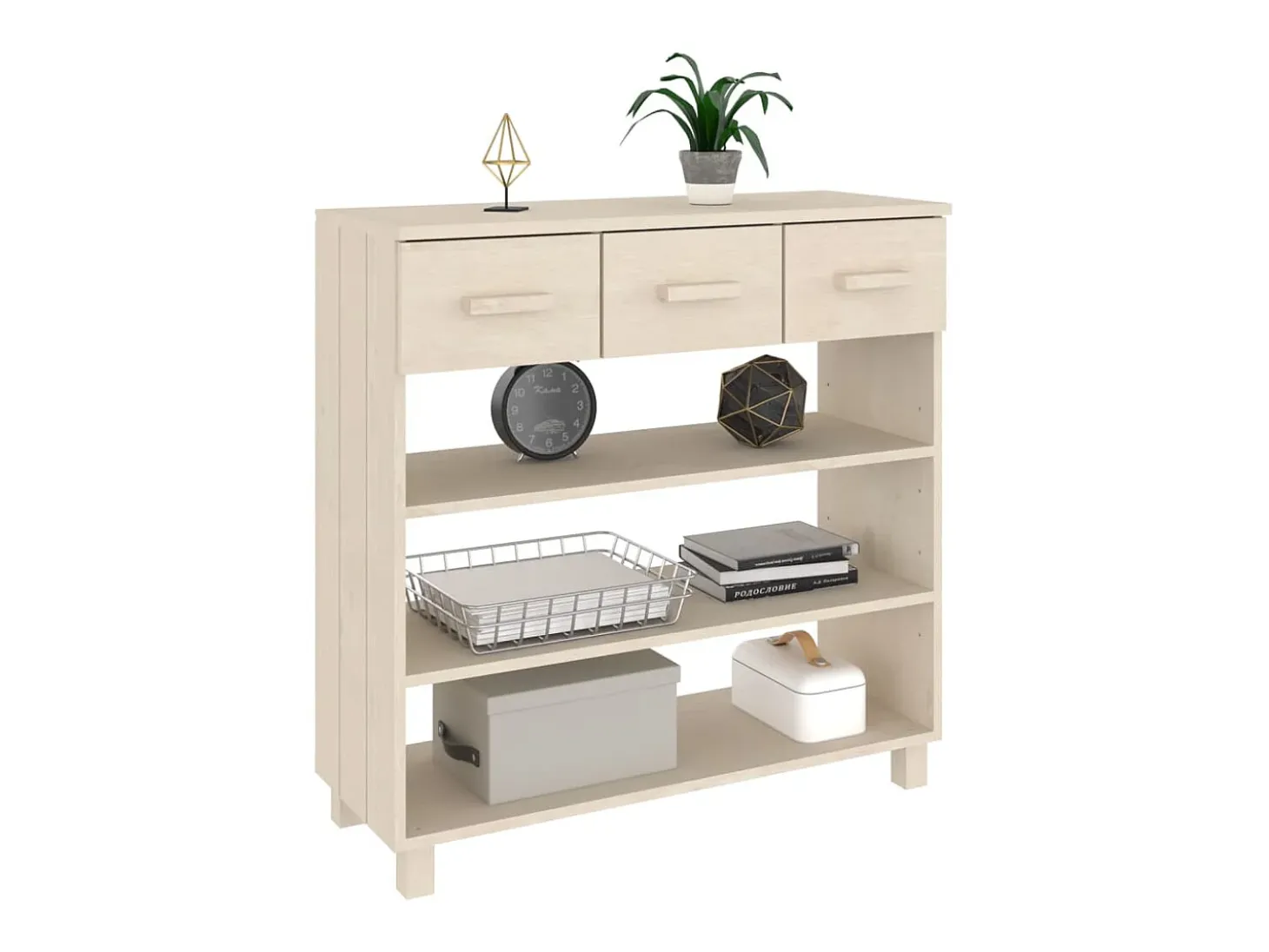 Mesa consola HAMAR madera maciza pino marrón miel 90x35x90 cm ES445747