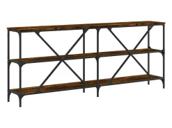 Mesa consola hierro madera ingeniería roble ahumado 180x30x75cm
