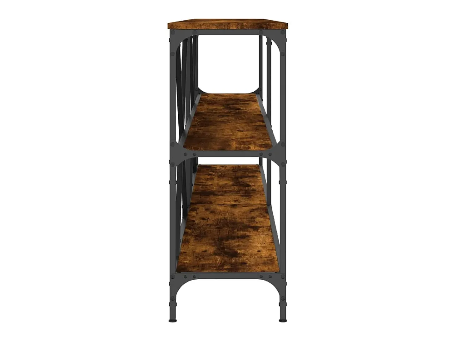 Mesa consola hierro madera ingeniería roble ahumado 200x30x75cm