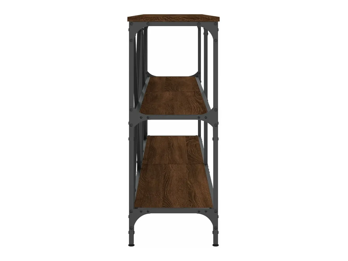 Mesa consola hierro madera ingeniería roble marrón 160x30x75 cm