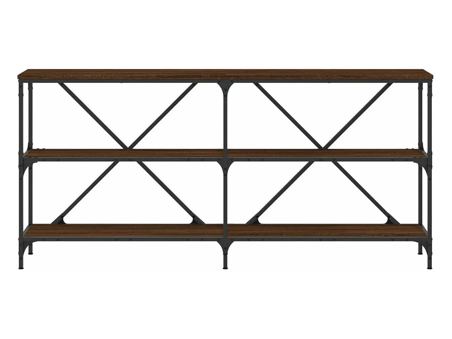 Mesa consola hierro madera ingeniería roble marrón 160x30x75 cm