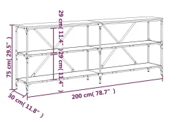 Mesa consola hierro madera ingeniería roble ahumado 200x30x75cm
