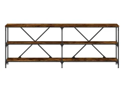 Mesa consola hierro madera ingeniería roble ahumado 200x30x75cm