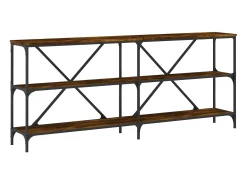 Mesa consola hierro madera ingeniería roble ahumado 180x30x75cm ES706868