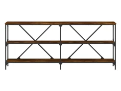 Mesa consola hierro madera ingeniería roble ahumado 180x30x75cm ES706868