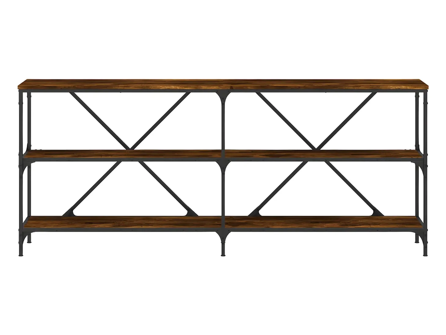 Mesa consola hierro madera ingeniería roble ahumado 180x30x75cm ES706868